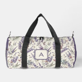 Wildblumen-Lavendel-Boho-Botanik-Blumen-Monogramm Duffle Bag (Rückseite)