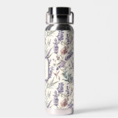 Wildblumen-Lavendel-Boho-Botanik-Blumen-Monogramm Trinkflasche (Rückseite)