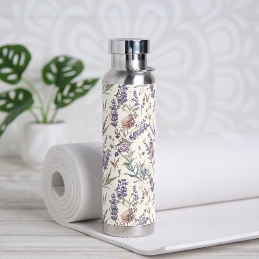 Wildblumen-Lavendel-Boho-Botanik-Blumen Trinkflasche (Yoga (gedreht))