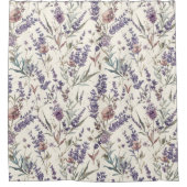 Wildblumen-Lavendel-Boho-Botanik-Blumenmuster Duschvorhang (Vorderseite)