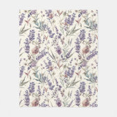 Wildblumen-Lavendel-Boho-Botanik-Blumenmuster Fleecedecke (Vorderseite)