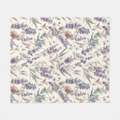 Wildblumen-Lavendel-Boho-Botanik-Blumenmuster Fleecedecke (Vorderseite (Horizontal))