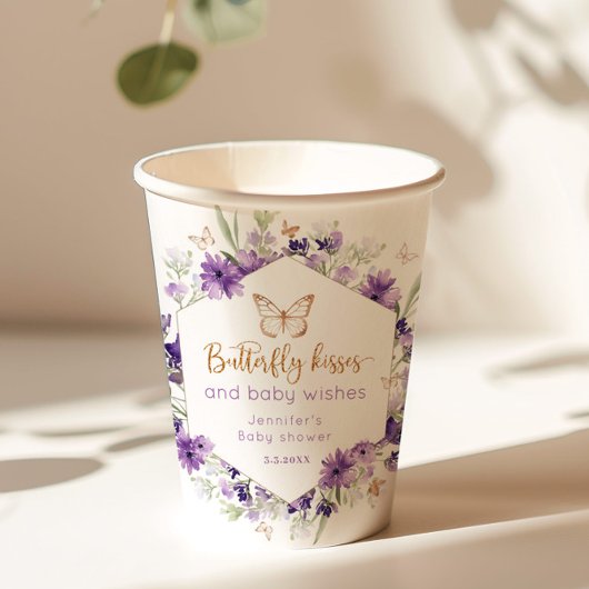 Wildblumen Lavendel Butterfly küsst Babydusche Pappbecher