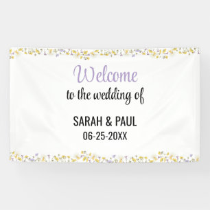 Wildblumen-Lavendel- und Gelbe Hochzeit Banner