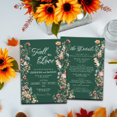 Wildblumen Leaf Fall in Liebe und Details Hochzeit Einladung