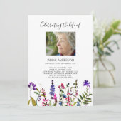 Wildblumen Lebensfeier Foto Einladung (Stehend Vorderseite)