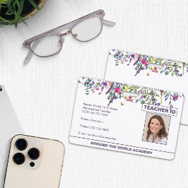 Wildblumen Lehrer-ID-Abzeichen Ausweis