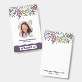 Wildblumen Lehrer Name Foto ID Abzeichen Ausweis (Vorder- & Rückseite)