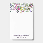 Wildblumen Lehrer Name Foto ID Abzeichen Ausweis (Rückseite)