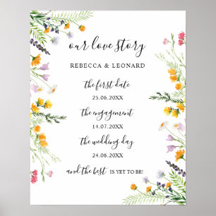 Wildblumen Liebe Geschichte Zeitleiste Hochzeitsze Poster