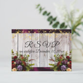 Wildblumen, Lila Balken und Lichter RSVP Karte (Stehend Vorderseite)