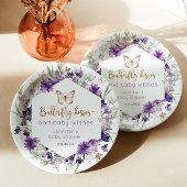Wildblumen lila Butterfly küsst Babydusche Pappteller