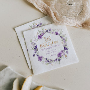 Wildblumen lila Butterfly küsst Babydusche Serviette