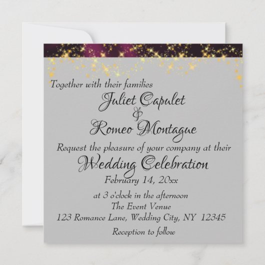 Wildblumen, Lila Hochzeitsfeiern und Nachtaufführu Einladung (Rückseite)