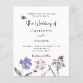 Wildblumen lila rosa Budget Einladung zur Hochzeit (Vorderseite)