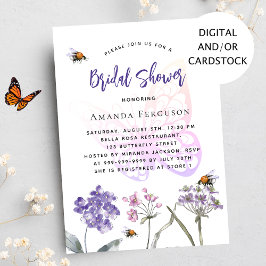 Wildblumen lila Rosa Schmetterling Brautparty Einladung