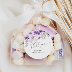 Wildblumen lila violette Hochzeitsdusche Favor Runder Aufkleber