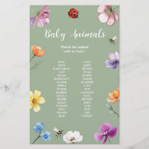 Wildblumen-Lovebug-Baby-Shower-Spiel-Schild