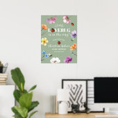 Wildblumen Lovebug Baby Shower Willkommensschild Poster (Heimbüro)