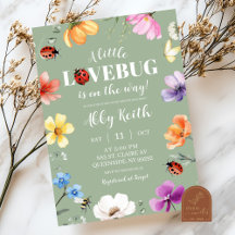 Wildblumen Lovebug Babyparty-Einladung