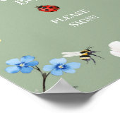 Wildblumen-Lovebug-Gästebuch-Party-Schild Poster (Ecke)
