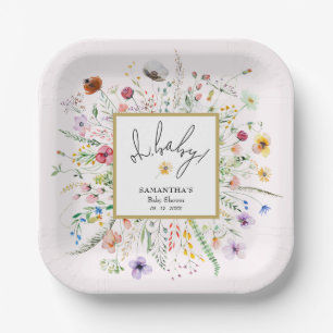 Wildblumen Mädchen Baby Shower Pink Pappteller
