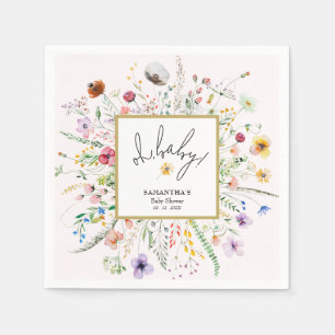Wildblumen Mädchen Baby Shower Pink Serviette
