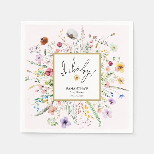 Wildblumen Mädchen Baby Shower Pink Serviette (Vorderseite)