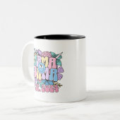 Wildblumen Mama Est 2024 Schwangerschaftsankündigu Zweifarbige Tasse (Vorderseite Links)