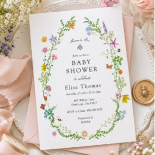 Wildblumen-Mama-to-Bee-Baby-Party Einladung