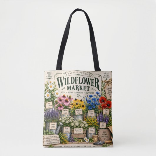 Wildblumen-Markt Blumen-Tasche Tasche (Vorderseite)