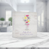 Wildblumen Mason Glas Lila Rustikale Rezeptblätter