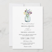 Wildblumen-Mason-Glas-Rustikale-Budget-QR-Code-Hoc Einladung (Vorderseite)
