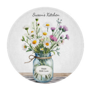 Wildblumen-Mason-Glas Schneidebrett