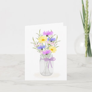 Wildblumen-Mason-Glas-Vase für jeden Anlass Grußka Karte