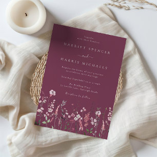 Wildblumen Mauve & Dusty Rose Hochzeit Einladung