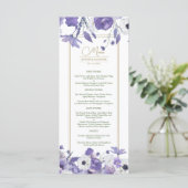 Wildblumen Mauve Lila Wedding Menu Menükarte (Stehend Vorderseite)