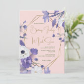 Wildblumen Mauve Rustic Lila Wedding Einladung (Stehend Vorderseite)