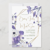 Wildblumen Mauve Rustic Lila Wedding Einladung (Vorderseite)