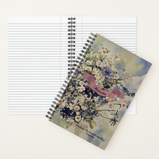 Wildblumen Meadow Confucius Zitat Pink Journal Notizblock (Innen)