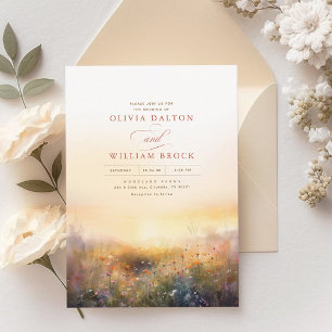 Wildblumen Meadow Earthy Elegant Wedding Einladung