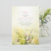 Wildblumen Meadow Elegant Babydusche Einladung (Stehend Vorderseite)