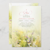 Wildblumen Meadow Elegante Sommertaufe Einladung (Vorne/Hinten)