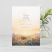 Wildblumen Meadow Elegante Sommertaufe Einladung (Stehend Vorderseite)