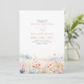 Wildblumen Meadow Soft Pastel Boho Wedding Einladung (Stehend Vorderseite)