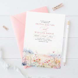 Wildblumen Meadow Soft Pastel Boho Wedding Einladung