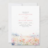 Wildblumen Meadow Soft Pastel Boho Wedding Foto Einladung (Vorderseite)