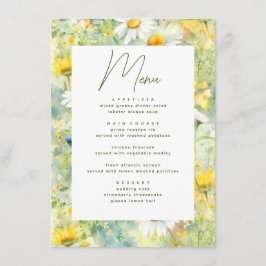 Wildblumen Meadow Summer Foliage Boho Wedding Menükarte