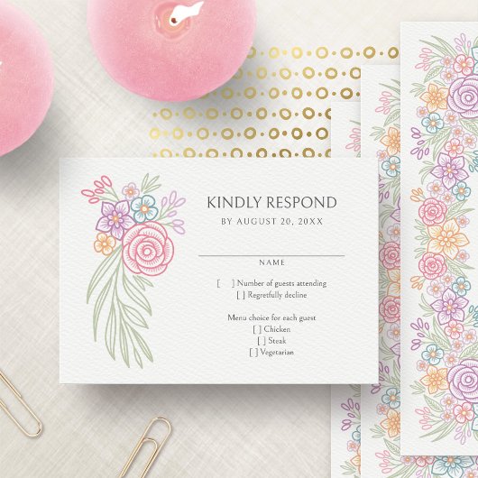 Wildblumen Meadow Wedding RSVP Karte