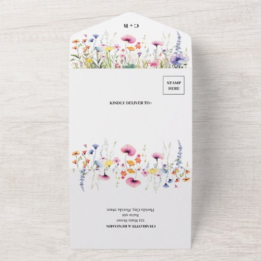 Wildblumen Menü Auswahl Probe Abendessen All In One Einladung (Außenbereich)